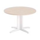 Table réunion ronde diam. 116cm acacia clair/blanc - Shopdeschefs