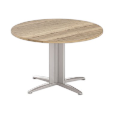 Table réunion ronde diam. 116 cm chêne veiné/aluminium - Shopdeschefs