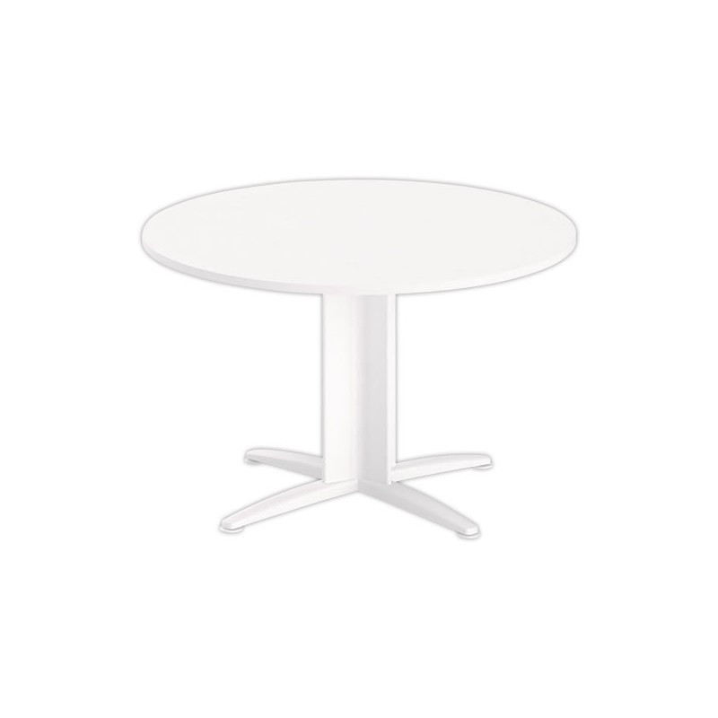 Table réunion ronde diam. 116cm blanc/blanc - Shopdeschefs