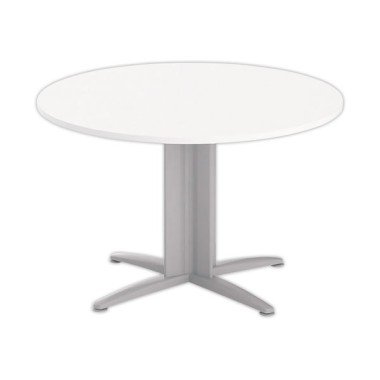 Table réunion ronde diam. 116cm blanc/aluminium - Shopdeschefs