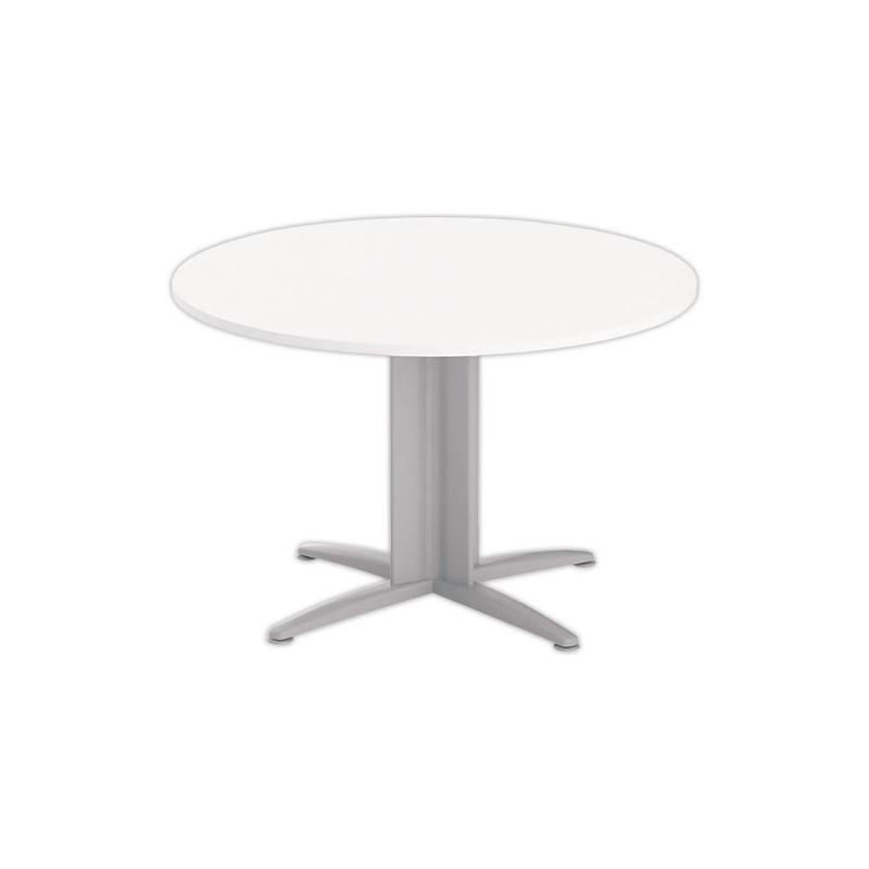 Table réunion ronde diam. 116cm blanc/aluminium - Shopdeschefs