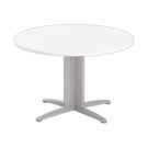 Table réunion ronde diam. 116cm blanc/aluminium - Shopdeschefs