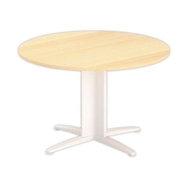 Table réunion ronde diam. 116cm hêtre/blanc - Shopdeschefs