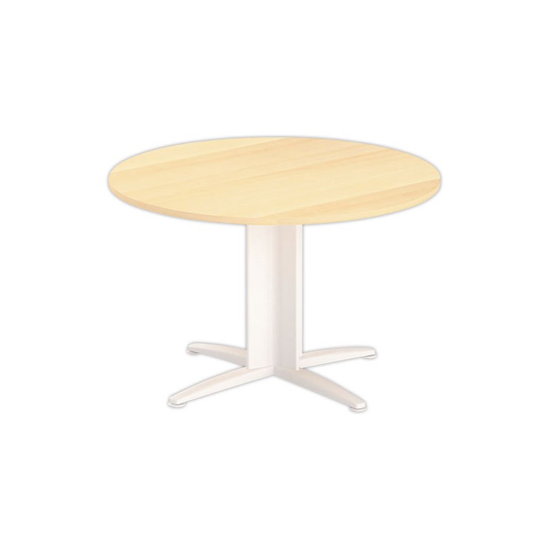 Table réunion ronde diam. 116cm hêtre/blanc - Shopdeschefs