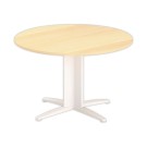 Table réunion ronde diam. 116cm hêtre/blanc - Shopdeschefs