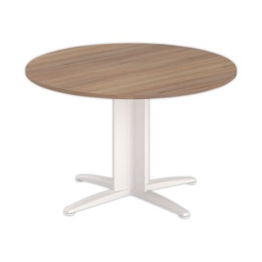 Table réunion ronde diam. 116cm noyer/blanc - Shopdeschefs