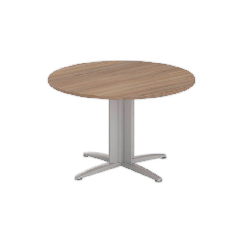 Table réunion ronde diam. 116cm noyer/aluminium - Shopdeschefs