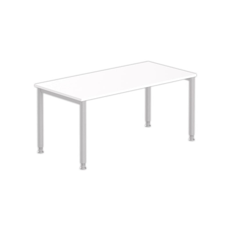 Table 140 x 80 blanc - pieds aluminium - Shopdeschefs