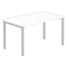 Table 160 x 80 blanc - pieds aluminium - Shopdeschefs