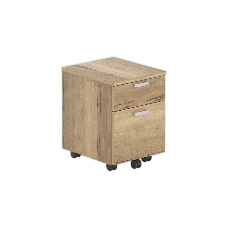 Caisson mobile mélamine 2 tiroirs 1 plumier Chêne veiné - Shopdeschefs