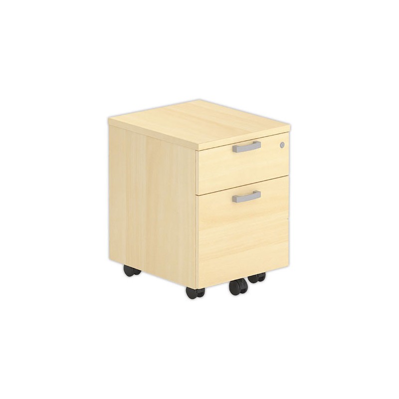 Caisson mobile mélamine hêtre 2 tiroirs - Shopdeschefs