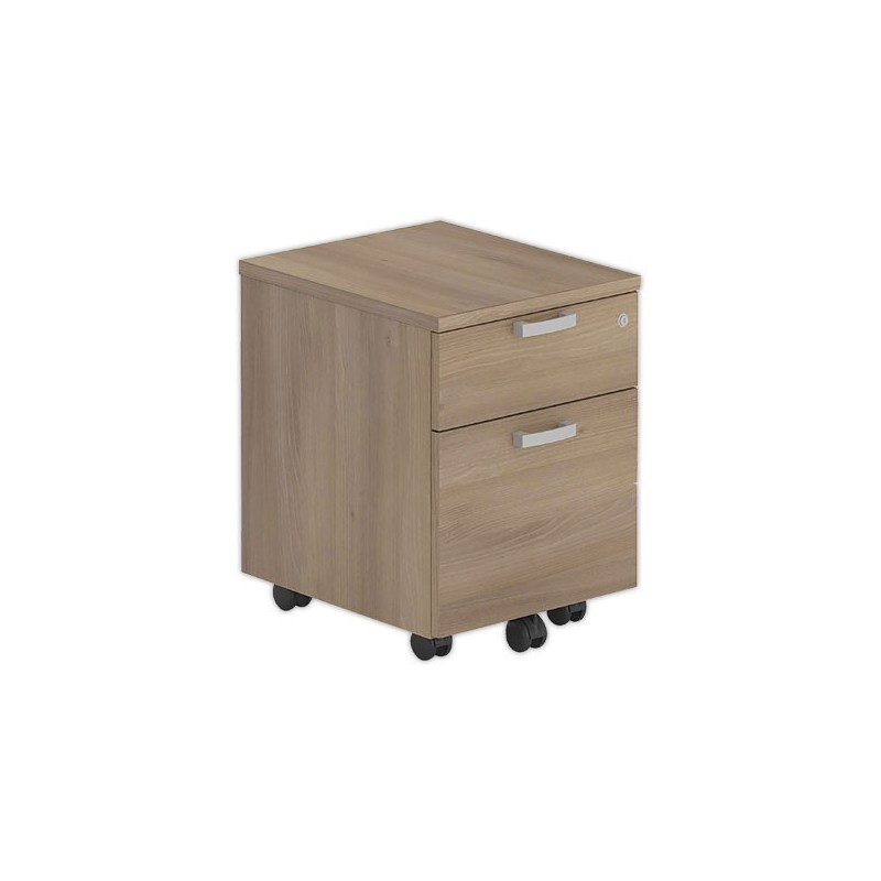 Caisson mobile mélamine noyer 2 tiroirs - Shopdeschefs