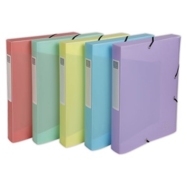 Boîte classement A4 - D 40mm PP Chromaline Pastel - Couleurs assortis - Exacompta