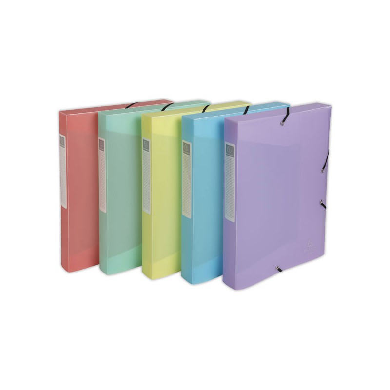 Boîte classement A4 - D 40mm PP Chromaline Pastel - Couleurs assortis - Exacompta