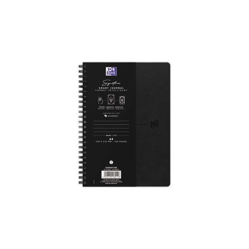 Cahier Signature broché A5 160 pages ligné. Noir - Oxford