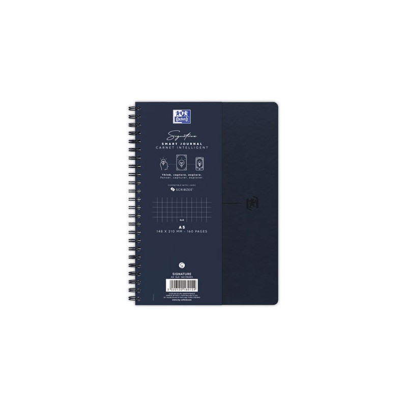Cahier Signature broché A5 160 pages 5x5. Bleu - Oxford