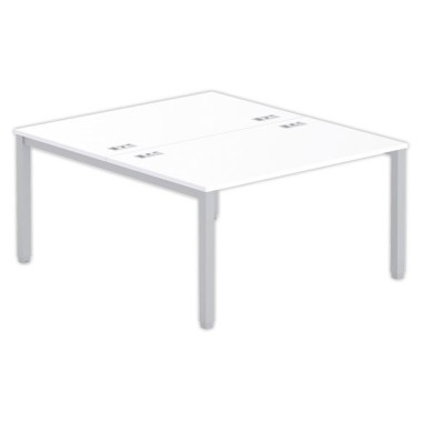 Bureau vis à vis 4 pieds 140 X 160 X 74 blanc/alu - Fiducial Office Solutions