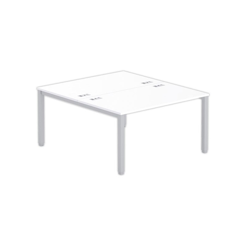 Bureau vis à vis 4 pieds 140 X 160 X 74 blanc/alu - Fiducial Office Solutions