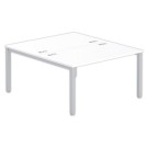 Bureau vis à vis 4 pieds 140 X 160 X 74 blanc/alu - Fiducial Office Solutions