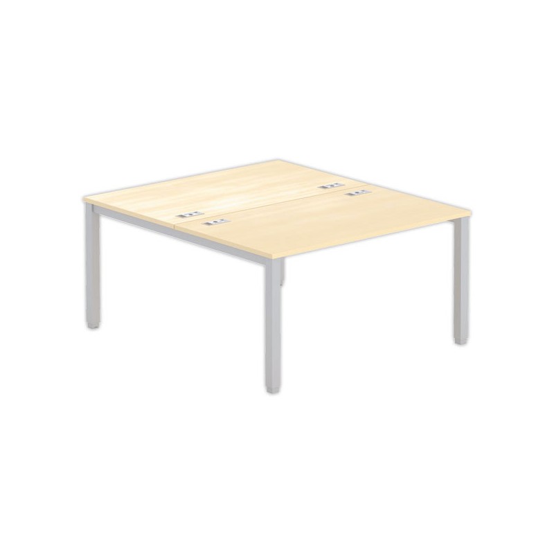 Bureau vis à vis 4 pieds 140 X 160 X 74 hêtre/alu - Fiducial Office Solutions