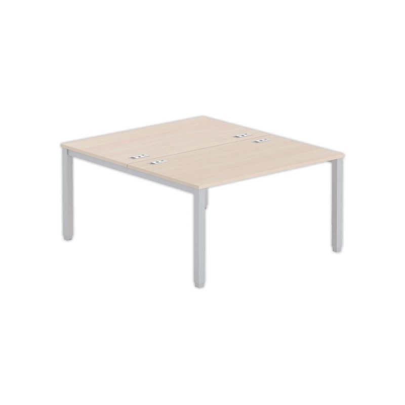 Bureau vis à vis 4 pieds 140 X 160 X 74 acacia/alu - Fiducial Office Solutions