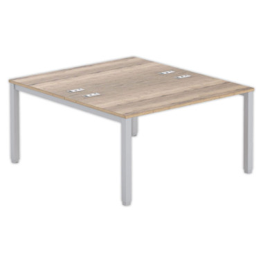 Bureau vis à vis 4 pieds 140 X 160 X 74 chêne veiné/alu - Fiducial Office Solutions
