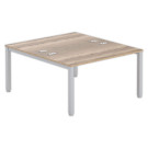 Bureau vis à vis 4 pieds 140 X 160 X 74 chêne veiné/alu - Fiducial Office Solutions