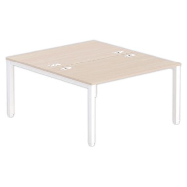 Bureau vis à vis 4 pieds 140 X 160 X 74 acacia/blanc - Fiducial Office Solutions