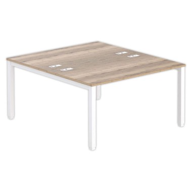 Bureau vis à vis 4 pieds 140 X 160 X 74 chêne veiné/blanc - Fiducial Office Solutions