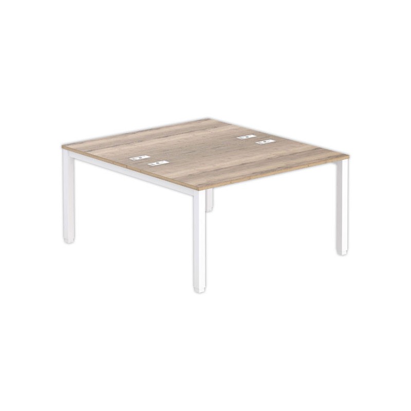 Bureau vis à vis 4 pieds 140 X 160 X 74 chêne veiné/blanc - Fiducial Office Solutions