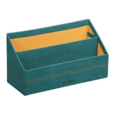 Trieur Rhodiarama simili cuir italien 26x10x13,5 cm - Bleu pétrole - Rhodia