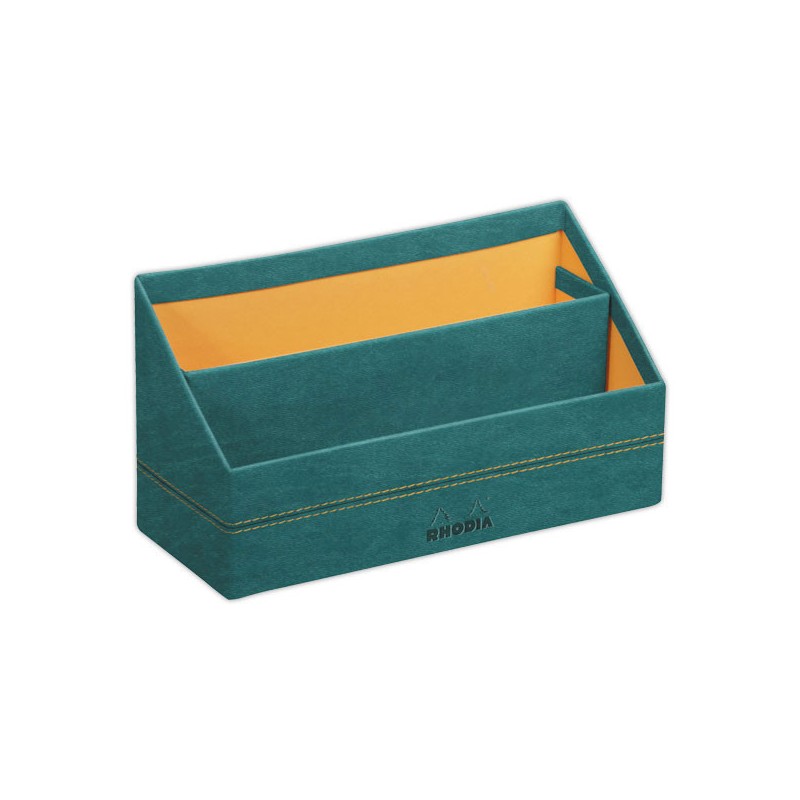 Trieur Rhodiarama simili cuir italien 26x10x13,5 cm - Bleu pétrole - Rhodia
