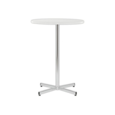 Table Cruzo H1100 Chromée mélaminé blanc ø 600 x 25 mm montée - Shopdeschefs