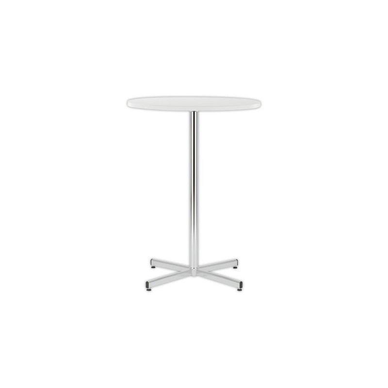 Table Cruzo H1100 Chromée mélaminé blanc ø 600 x 25 mm montée - Shopdeschefs