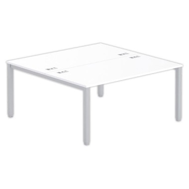 Bureau vis à vis 4 pieds 160 X 160 X 74 blanc/alu - Fiducial Office Solutions