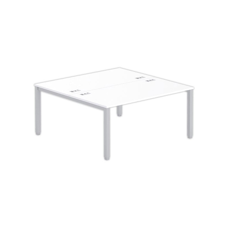 Bureau vis à vis 4 pieds 160 X 160 X 74 blanc/alu - Fiducial Office Solutions