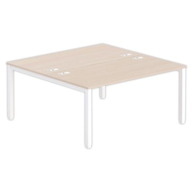 Bureau vis à vis 4 pieds 160 X 160 X 74 acacia/blanc - Fiducial Office Solutions