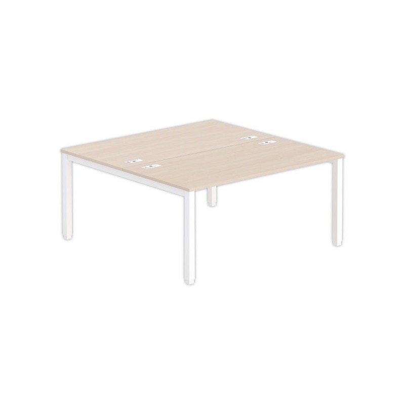 Bureau vis à vis 4 pieds 160 X 160 X 74 acacia/blanc - Fiducial Office Solutions