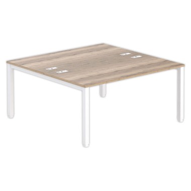 Bureau vis à vis 4 pieds 160 X 160 X 74 chêne veiné/blanc - Fiducial Office Solutions