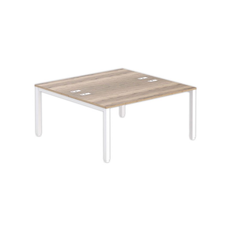 Bureau vis à vis 4 pieds 160 X 160 X 74 chêne veiné/blanc - Fiducial Office Solutions
