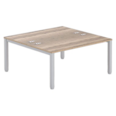 Bureau vis à vis 4 pieds 160 X 160 X 74 chêne veiné/alu - Fiducial Office Solutions