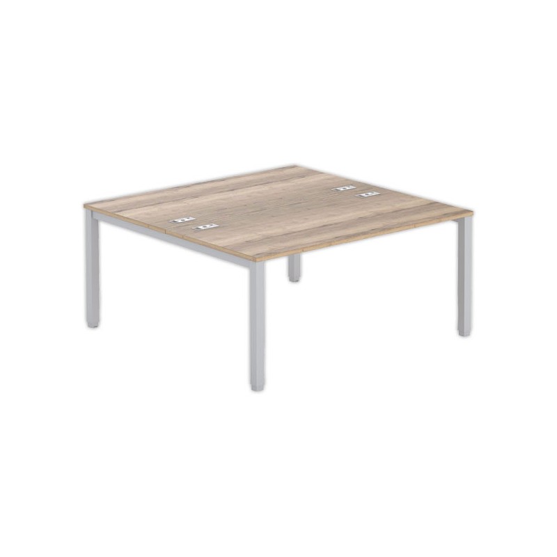 Bureau vis à vis 4 pieds 160 X 160 X 74 chêne veiné/alu - Fiducial Office Solutions