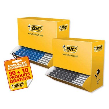 Stylos bille BIC M 10 - Ecriture moyenne - Eco-pack x100 - Bic