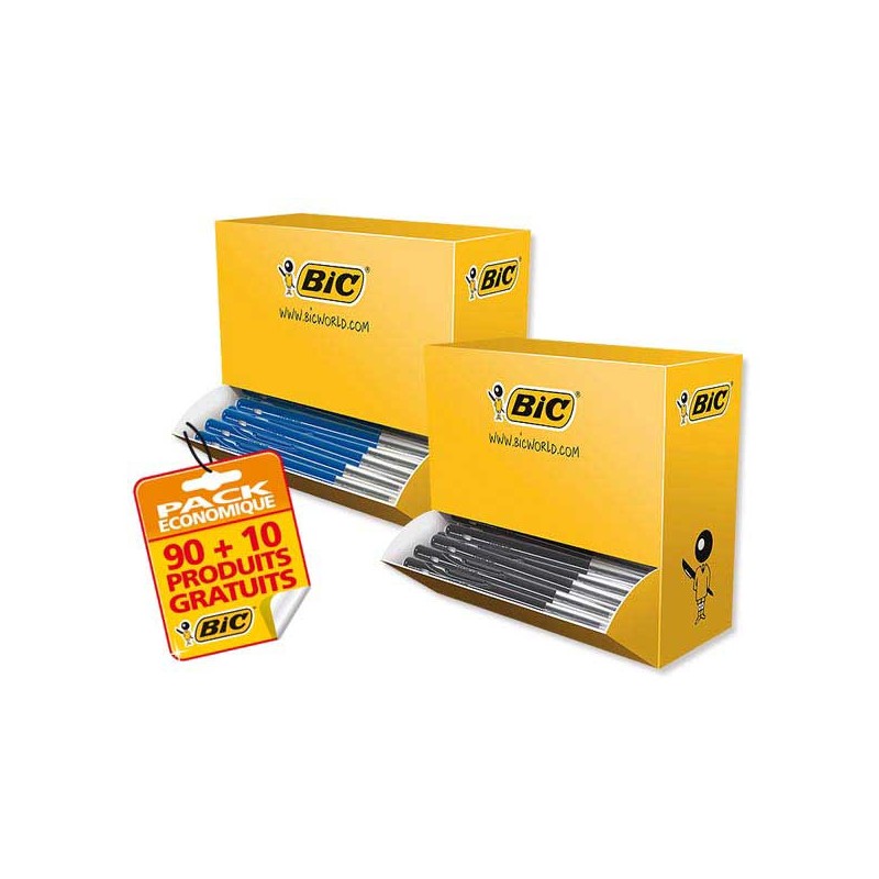 Stylos bille BIC M 10 - Ecriture moyenne - Eco-pack x100 - Bic