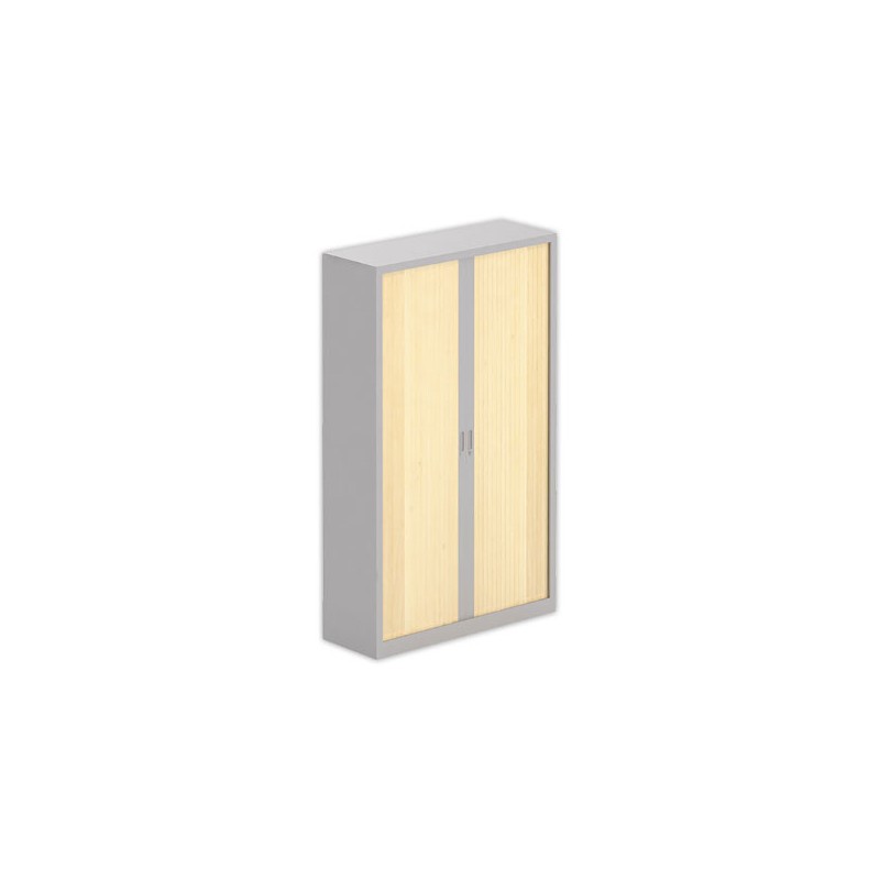 Armoire haute à rideaux 198x120 cm - alu/hêtre - Shopdeschefs