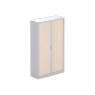 Armoire haute à rideaux 198x120 cm - alu/acacia clair - Shopdeschefs