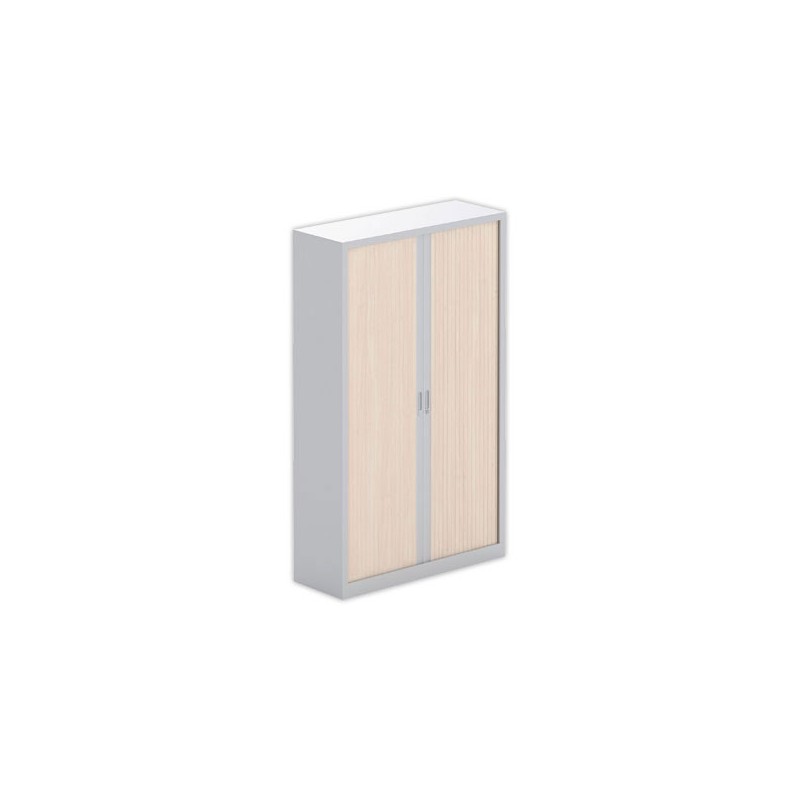 Armoire haute à rideaux 198x120 cm - alu/acacia clair - Shopdeschefs