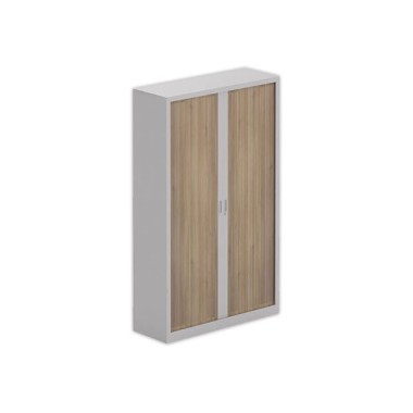 Armoire haute à rideaux 198x120 cm - alu/noyer - Shopdeschefs