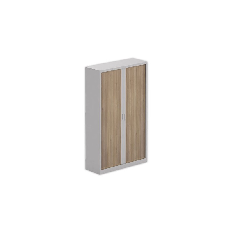Armoire haute à rideaux 198x120 cm - alu/noyer - Shopdeschefs