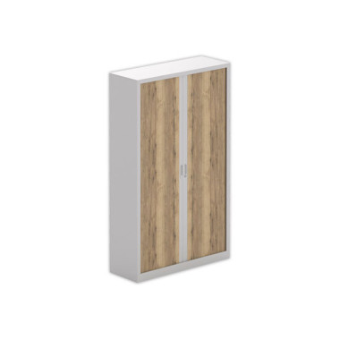Armoire haute à rideaux 198x120 cm - alu - Chêne veiné - Shopdeschefs